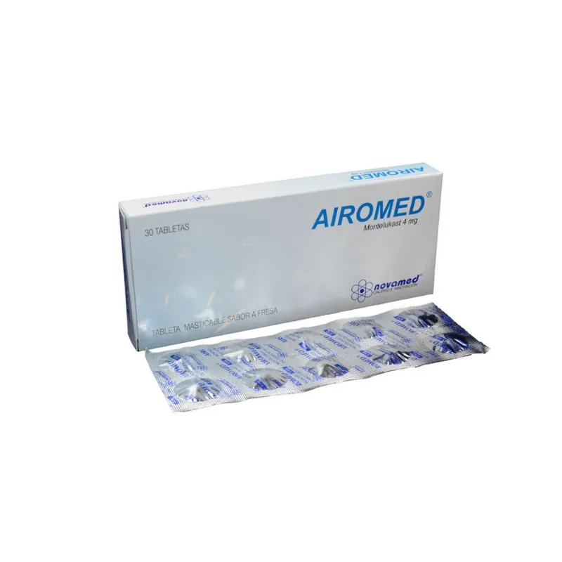Airomed 4 Mg Caja X 30 Tabletas Masticables Sabor a Fresa - Novamed
