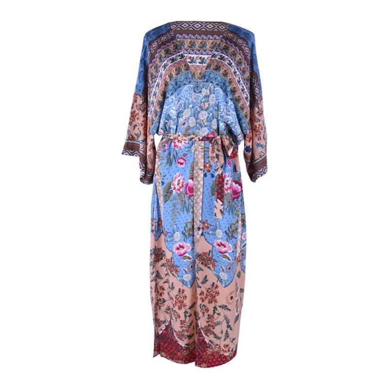 Casaco De Praia Feminino Com Estampa Floral Boêmia De Algodão