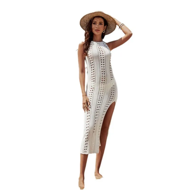 Cardigan Beach Cover Up Feminino Oco Sem Mangas