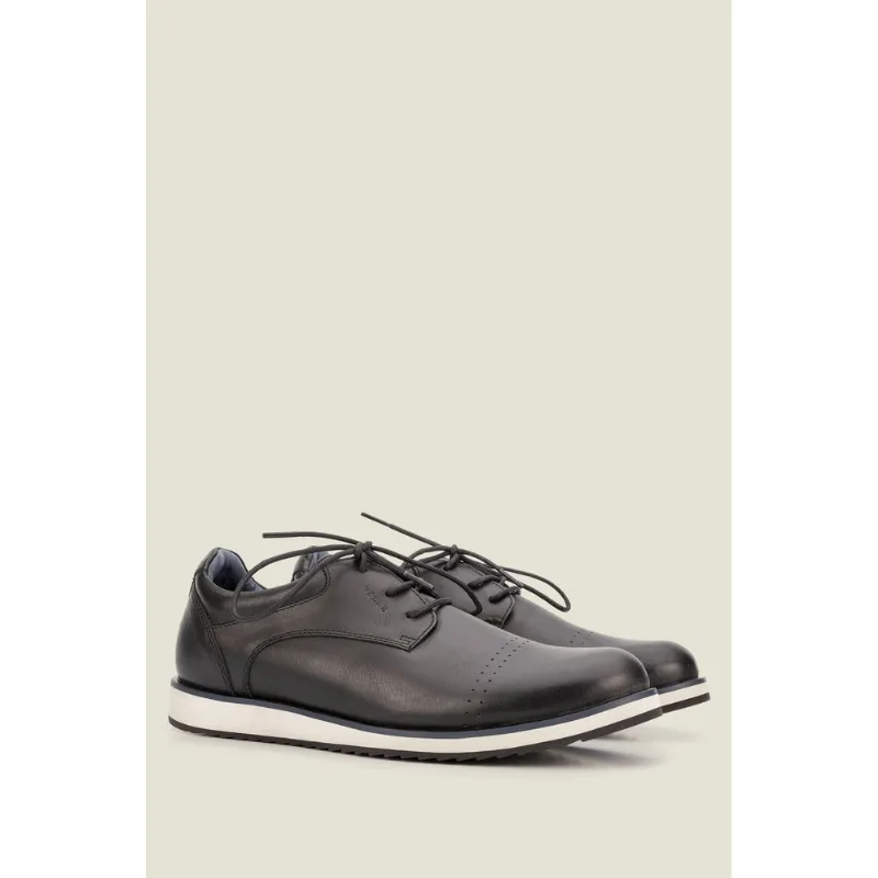 Zapatos Piero de cuero con cordón para hombre Negro 40
