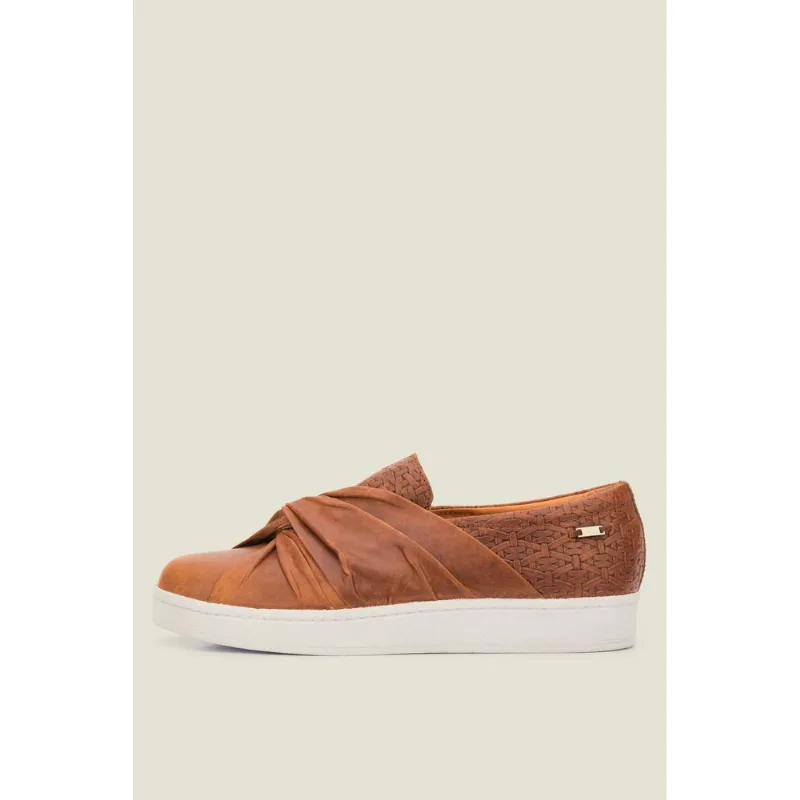 Mocasines Nudo de cuero para mujer Miel 39