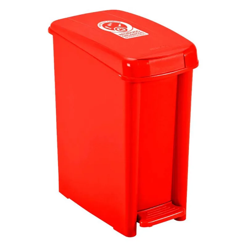 Basurero Rimax Pedal 10l Rojo Riesgo Biológico