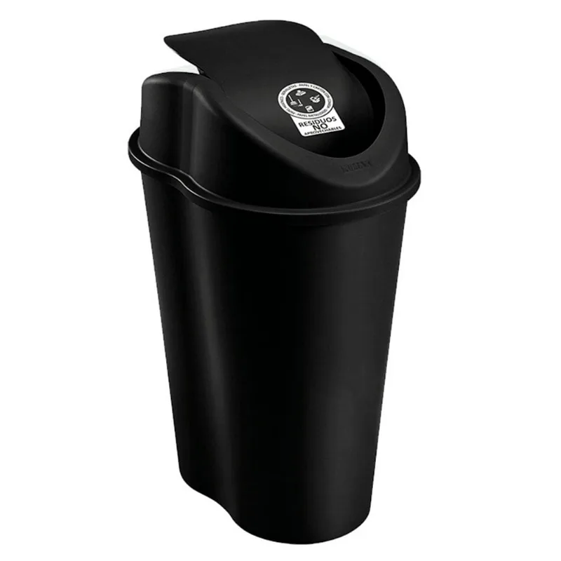 Papelera tapa vaivén negro 10Litros Rimax
