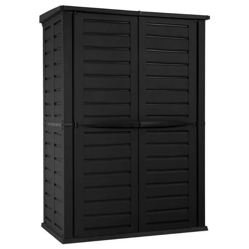 Rimax 90-cu ft Matte Black Resin Garden Shed