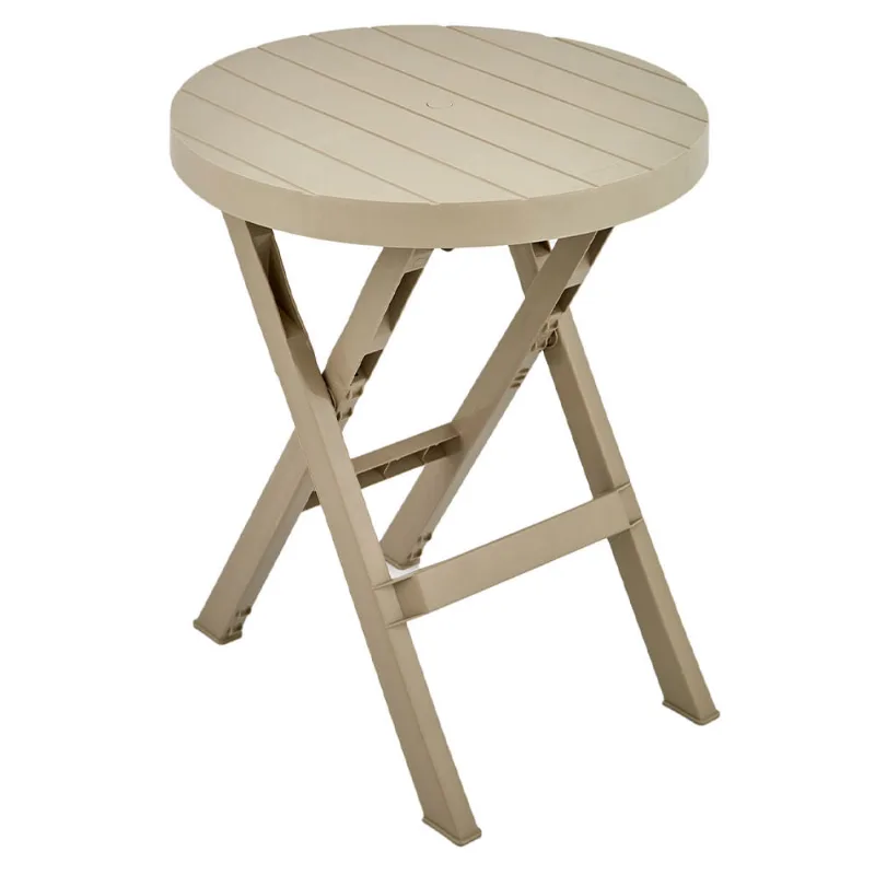 Mesa plegable Baru redondo taupe plástico 60.7x60.7x74.4 cm Rimax