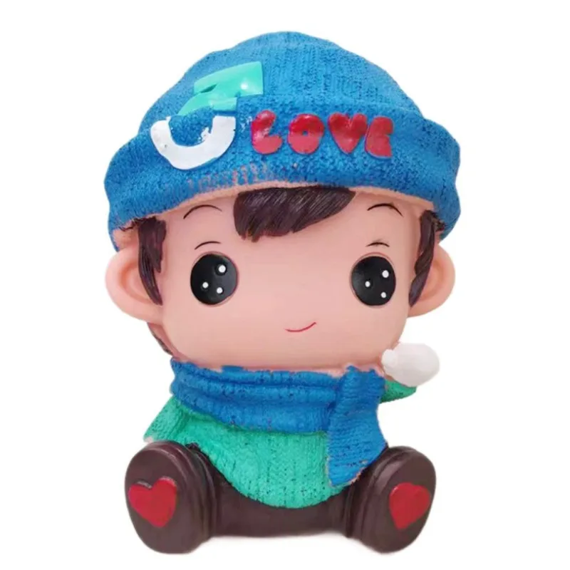 Coin Bank Cute Boy Figurine Caixa De Economia De Dinheiro De Desenho Animado Em Pvc