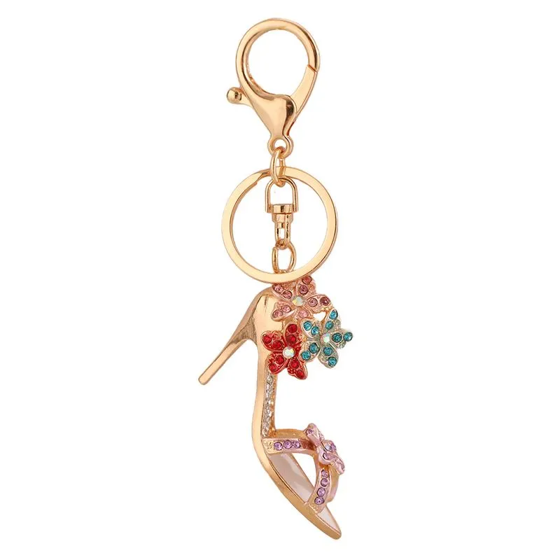 Sapato De Salto Alto De Strass De Luxo Com Chaveiro Para Mulheres
