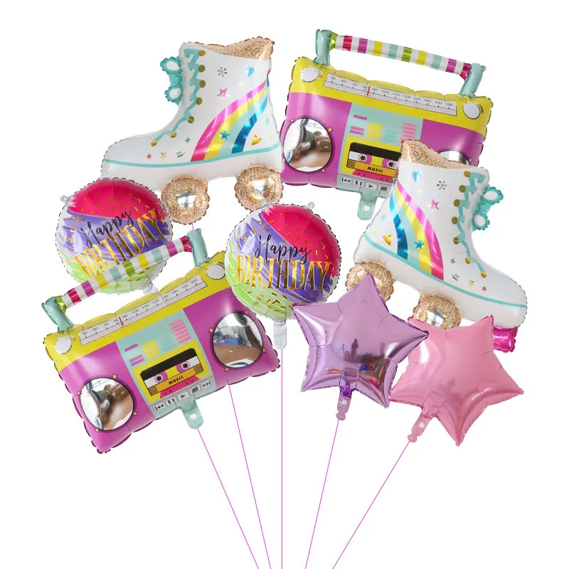 Conjunto De Balões, Patins Retrô E Tema Boombox, 8 Unidades