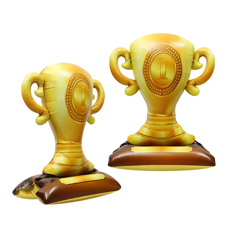Balão Metalizado 4d Trophy 104 Cm Inflável Com Suporte, 2 Peças