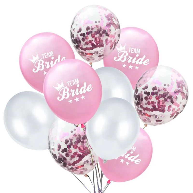Conjunto De Balões De Látex Team Bride De 12 Polegadas Rosa, Prata (10 Unidades)