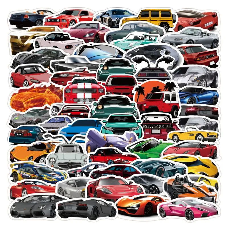 Pacote De Adesivos De 100 Peças De Carros Esportivos Low Stance Cartoon Racing