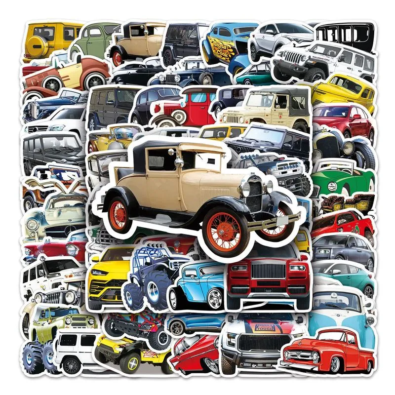 Pacote De Adesivos Classic Car, 102 Unidades, Tema Off-road Retrô Vintage
