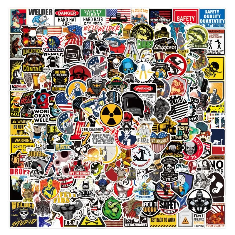Pacote De Adesivos: 200 Unidades De Capacete, Soldagem, Segurança Elétrica, H