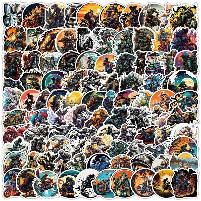 Pacote De Adesivos De Motocicleta Com 100 Unidades - Cool Biker &amp; Motorbike Th