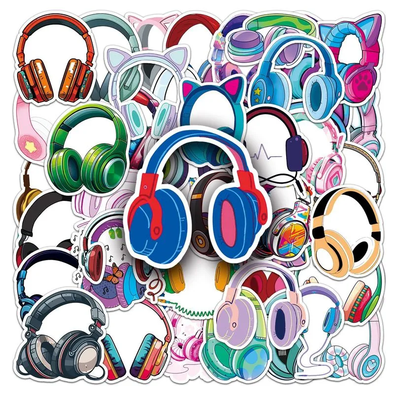 Adesivos, Fone De Ouvido, 50 Unidades, Decalques De Vinil Cool Music Style