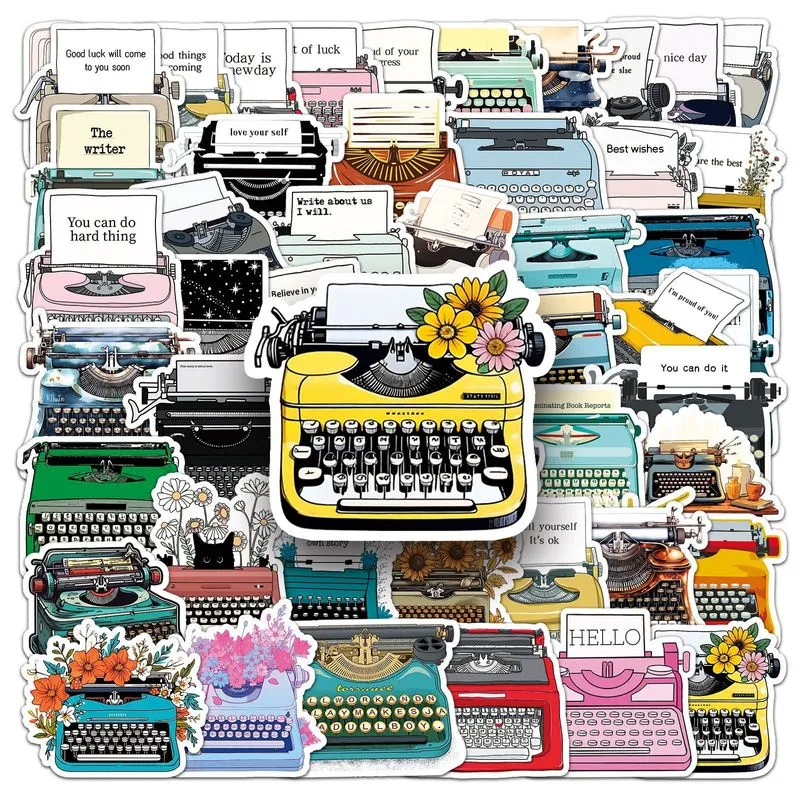 Adesivos Retro Tech, 50 Peças, Gadgets Vintage, Vinil Impermeável