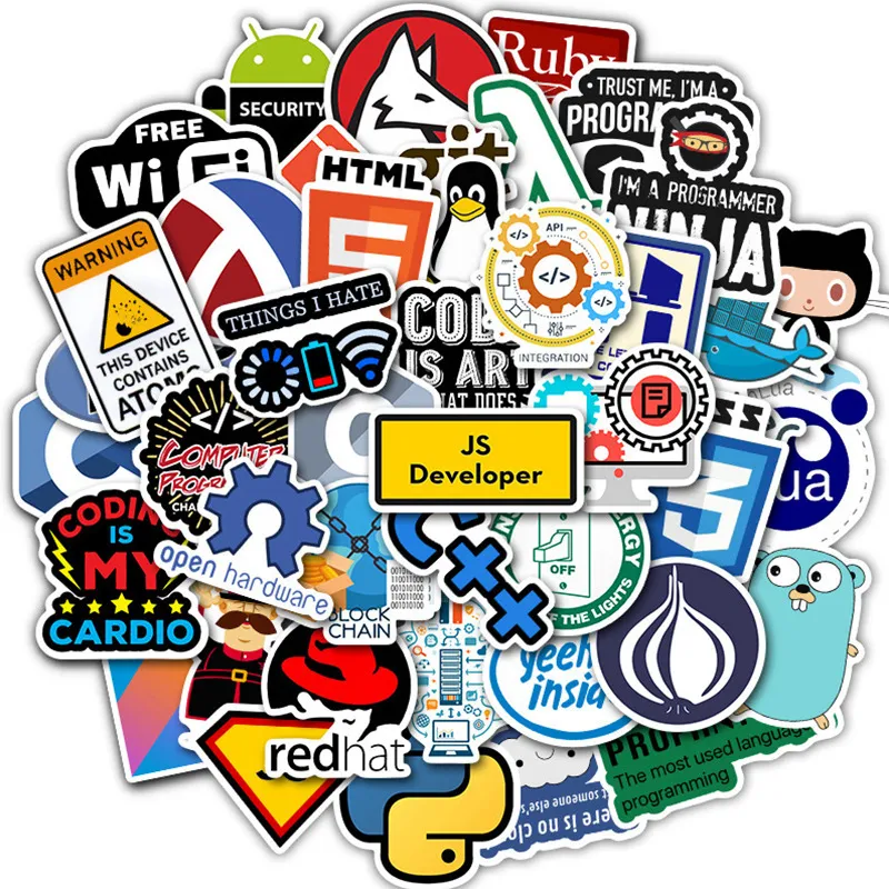 Conjunto De Adesivos Programmer &amp; Coding 50 Unidades Cute And Fun Tech D