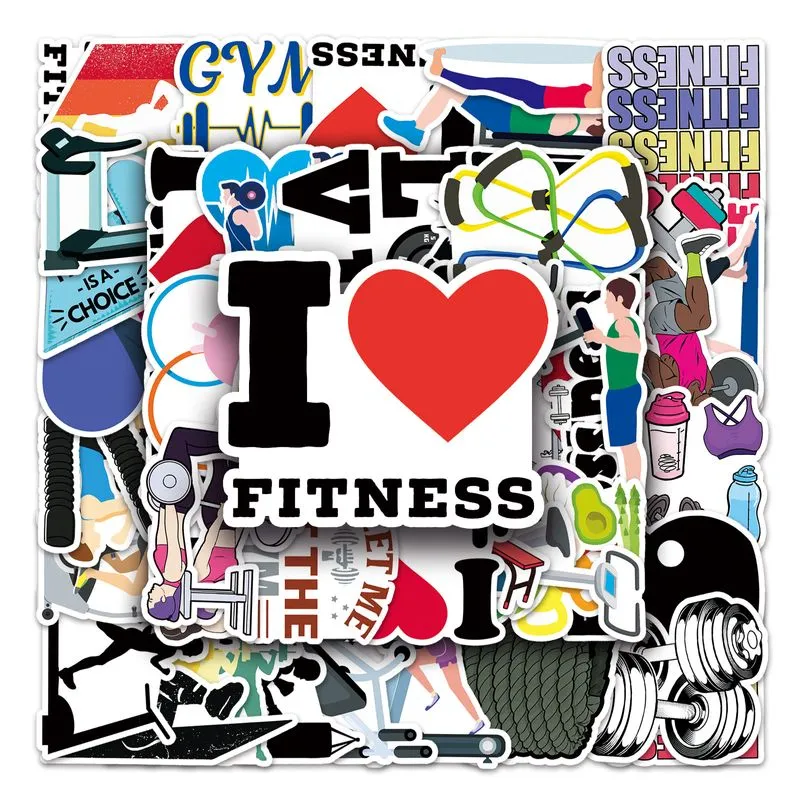 Adesivos Motivational Fitness, 50 Unidades, Citações Inspiradoras De Ginástica