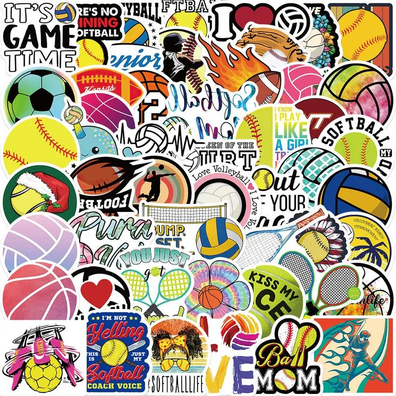 Adesivos Esportivos, Impermeáveis, Vinil, Voleibol, 50 Unidades