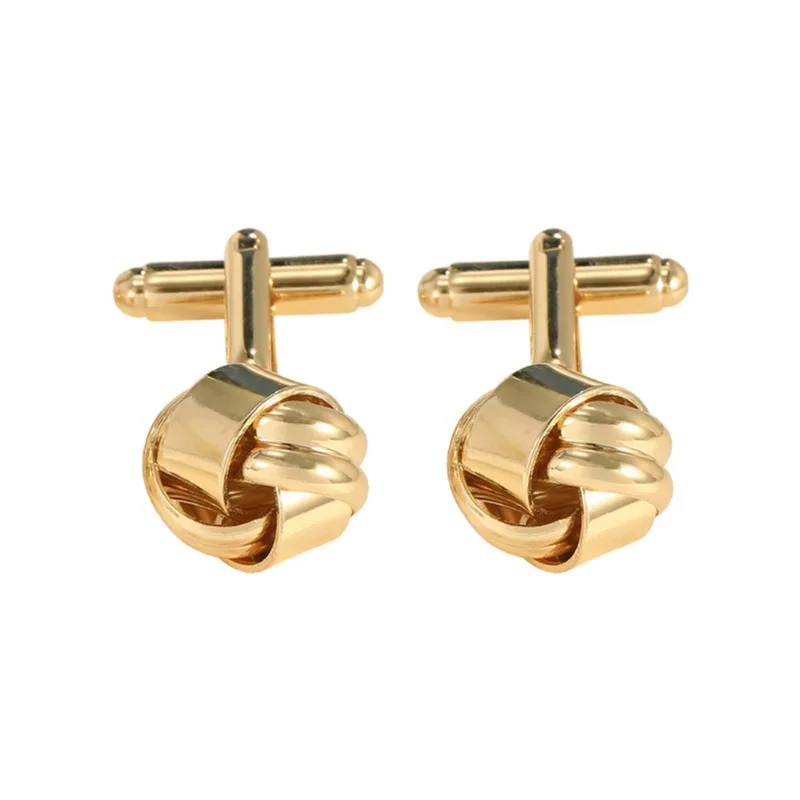 Cufflinks, Nó Banhado A Ouro Para Homens, Design Elegante De 1,4 Cm