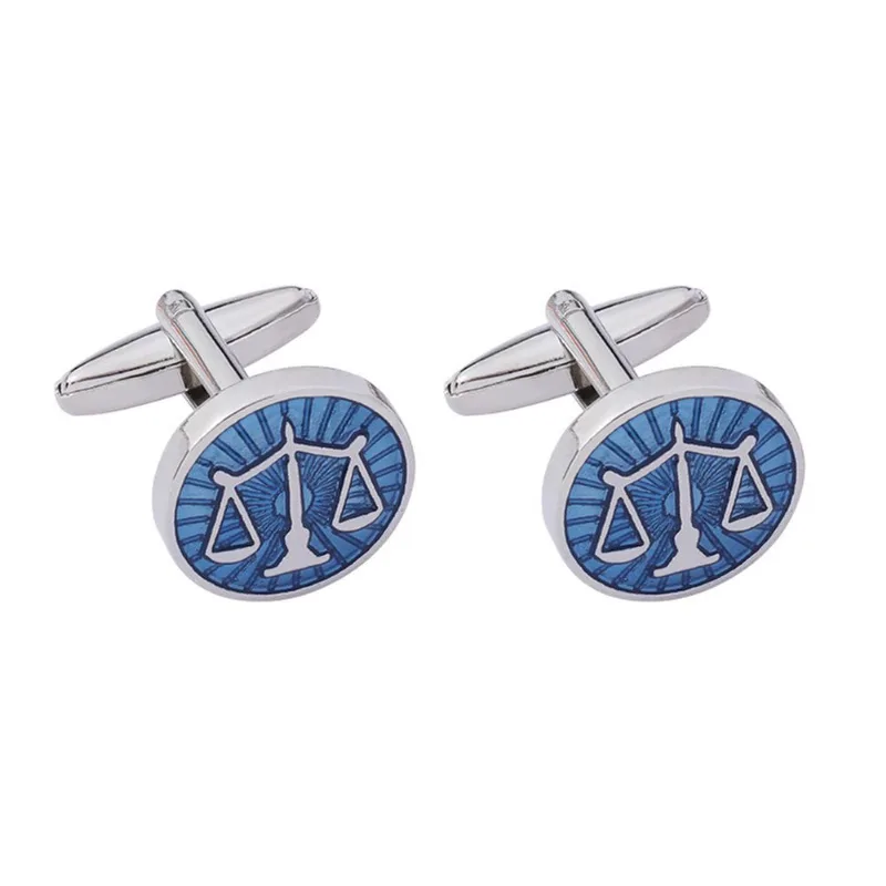 Cufflinks Elegant Scales Of Justice Blue Enamel Alloy