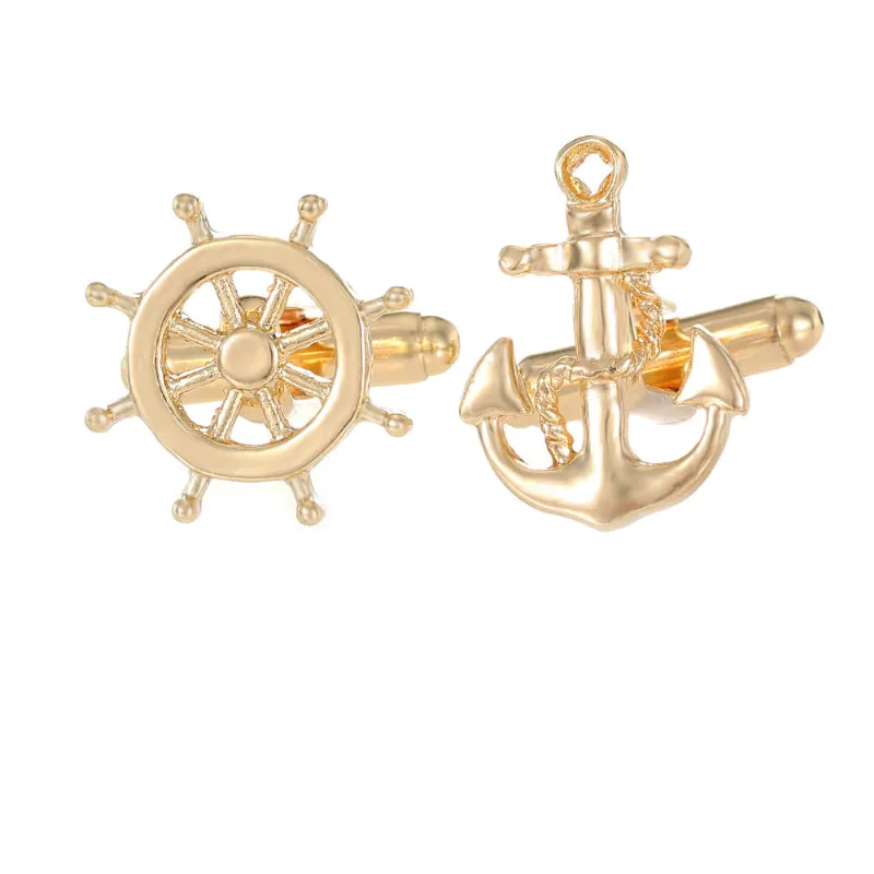 Design De Âncora Náutica E Roda De Navio Com Abotoaduras Para Homens