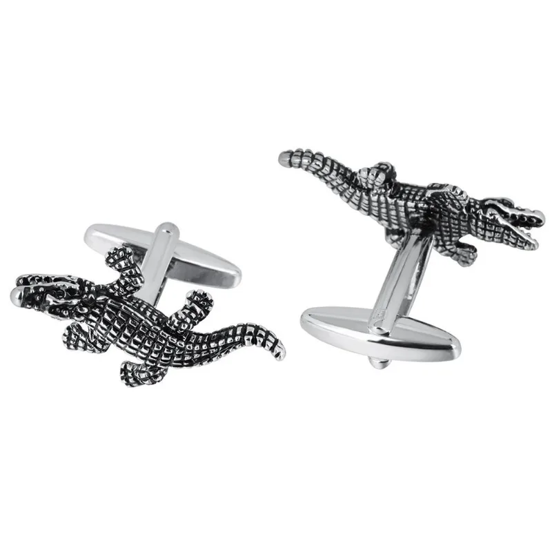Cufflinks Black Crocodile Design Para Homens Em Liga De Cobre
