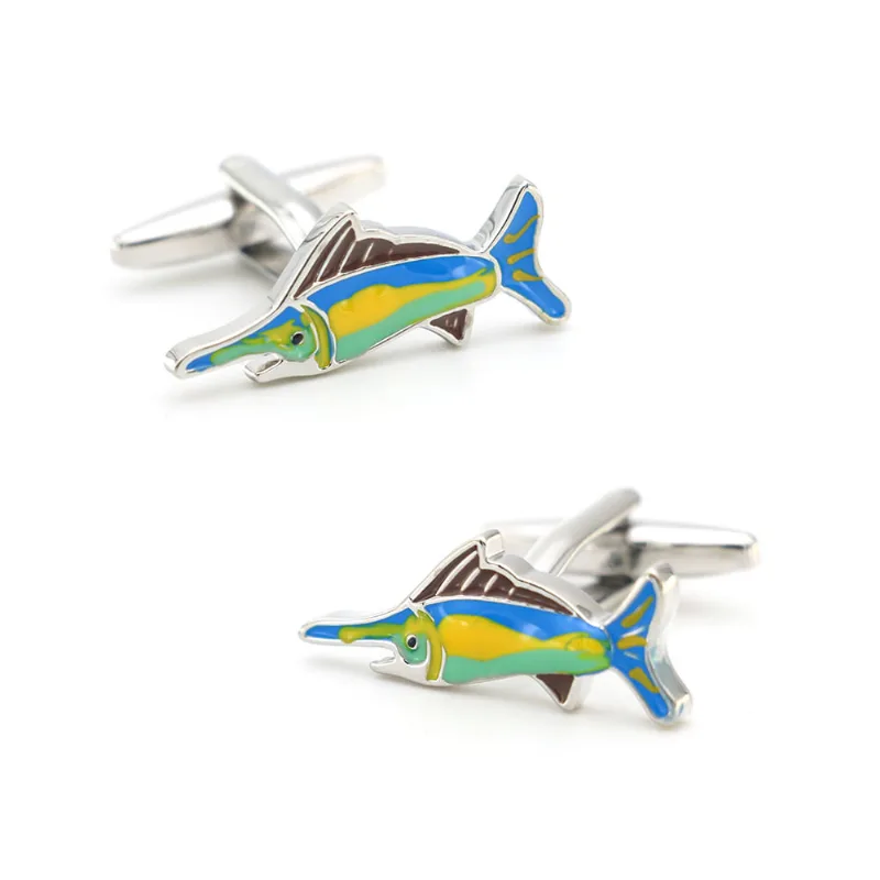 Design Colorido De Abotoaduras Para Peixes, Baleias E Tubarões Para Homens