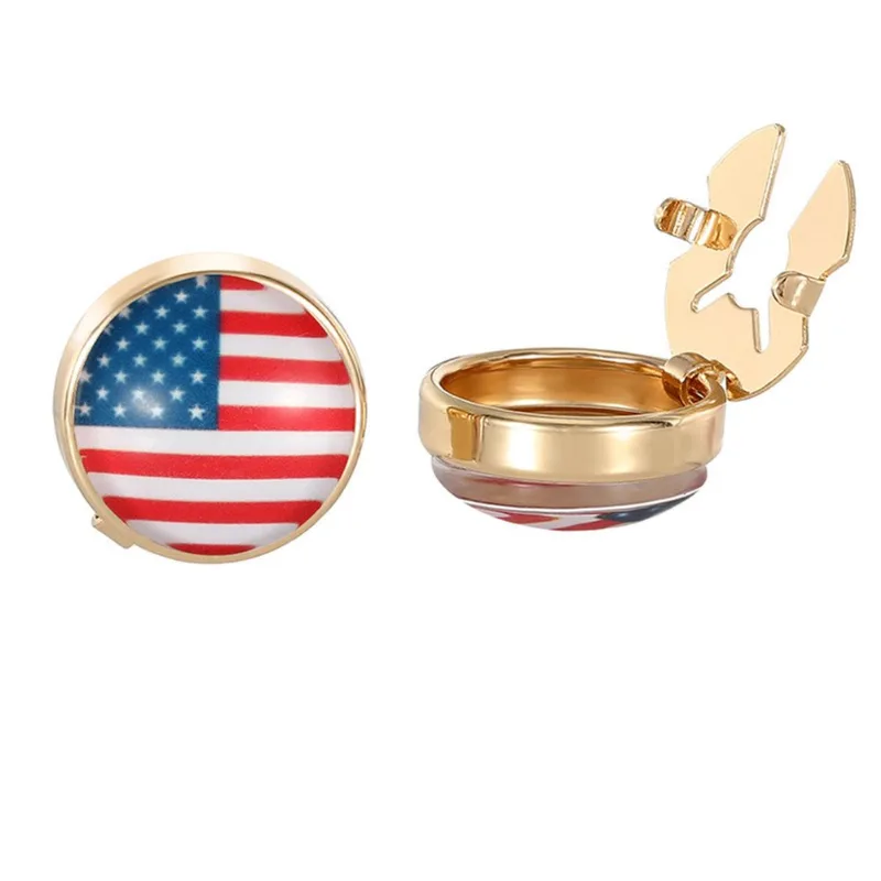 Cufflinks, Bandeira Americana, Liga Banhada A Ouro Para Homens