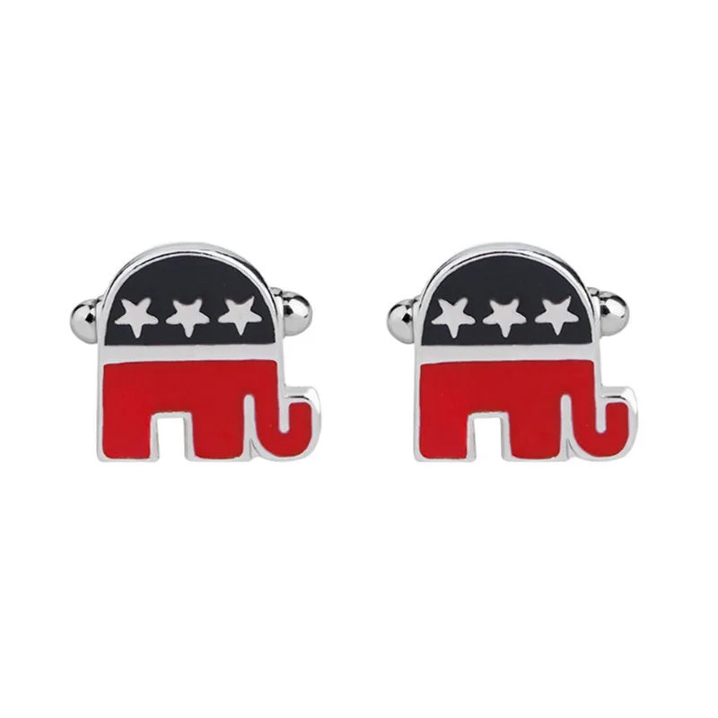 Cufflinks Elephant American Flag Design Em Liga De Zinco