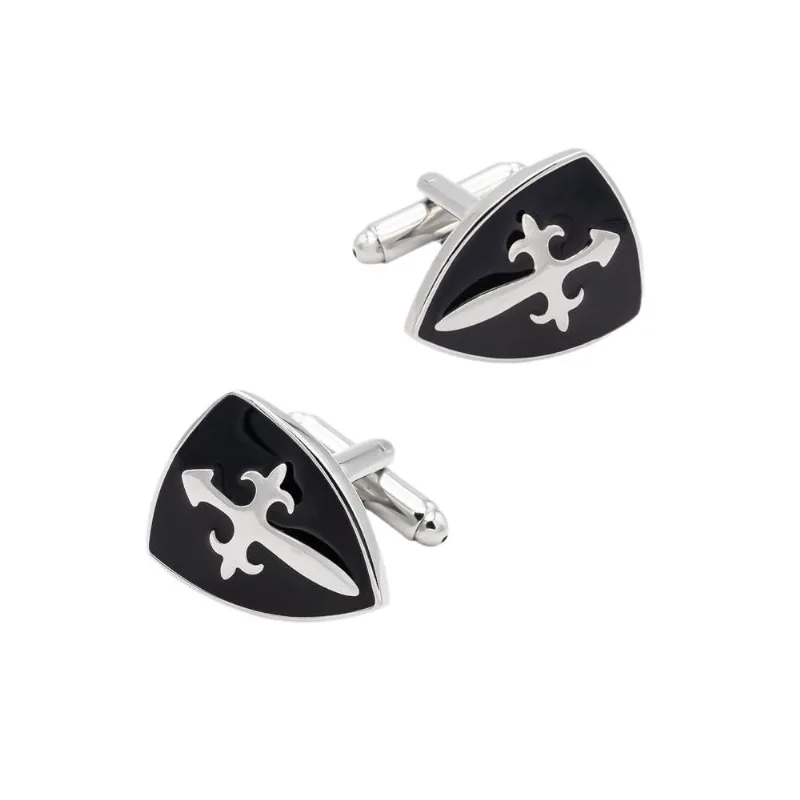 Cufflinks Crusader Shield Black Enamel, Elegante Para Homens