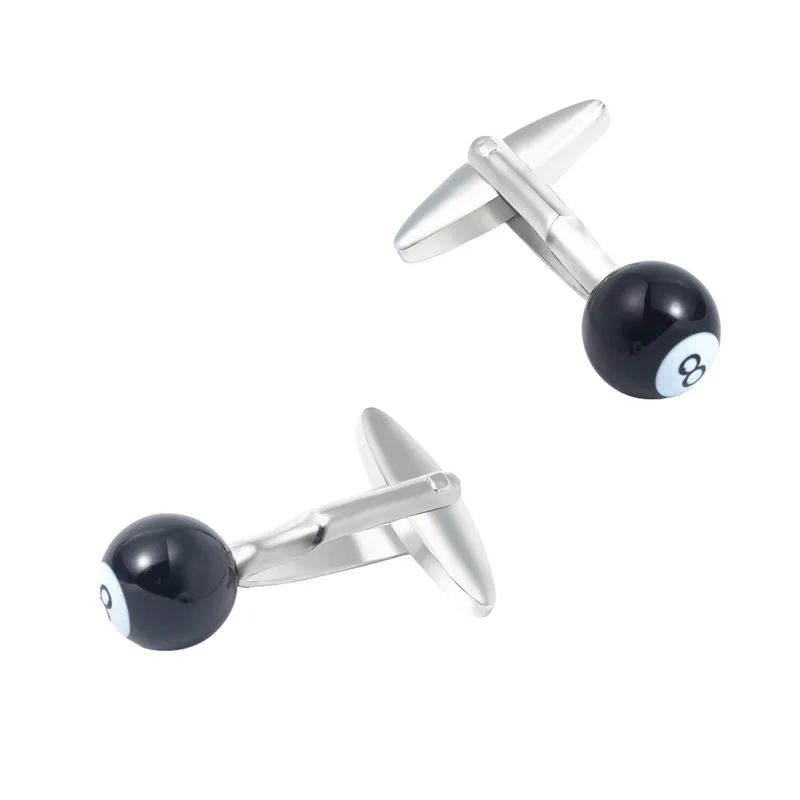 Cufflinks Pretos De 8 Bolas Para Homens Em Liga Leve 13g