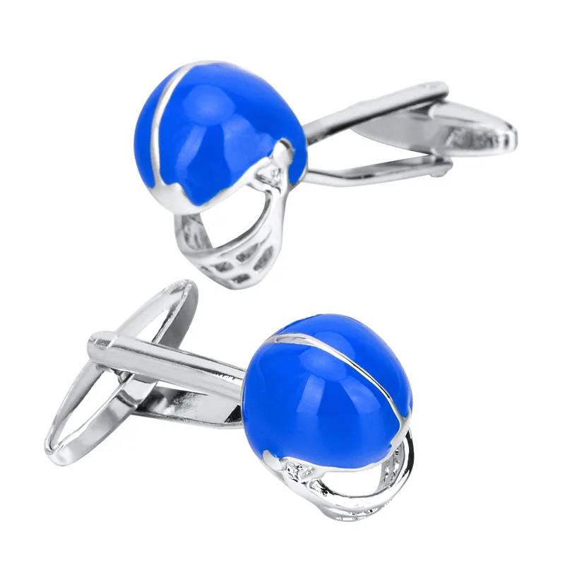 Design De Capacete De Beisebol Cufflinks Para Homens Em Aço Inoxidável Azul