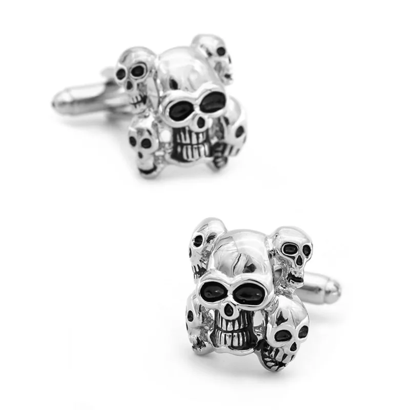 Cufflinks Masculino Skull Design Prateado Cor Cobre 20g