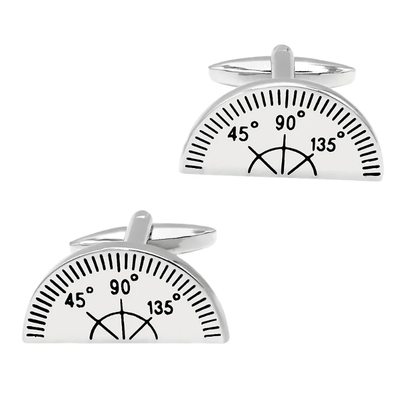 Prolongador Cuff Links Para Homens, Medidor De Ângulo Prateado