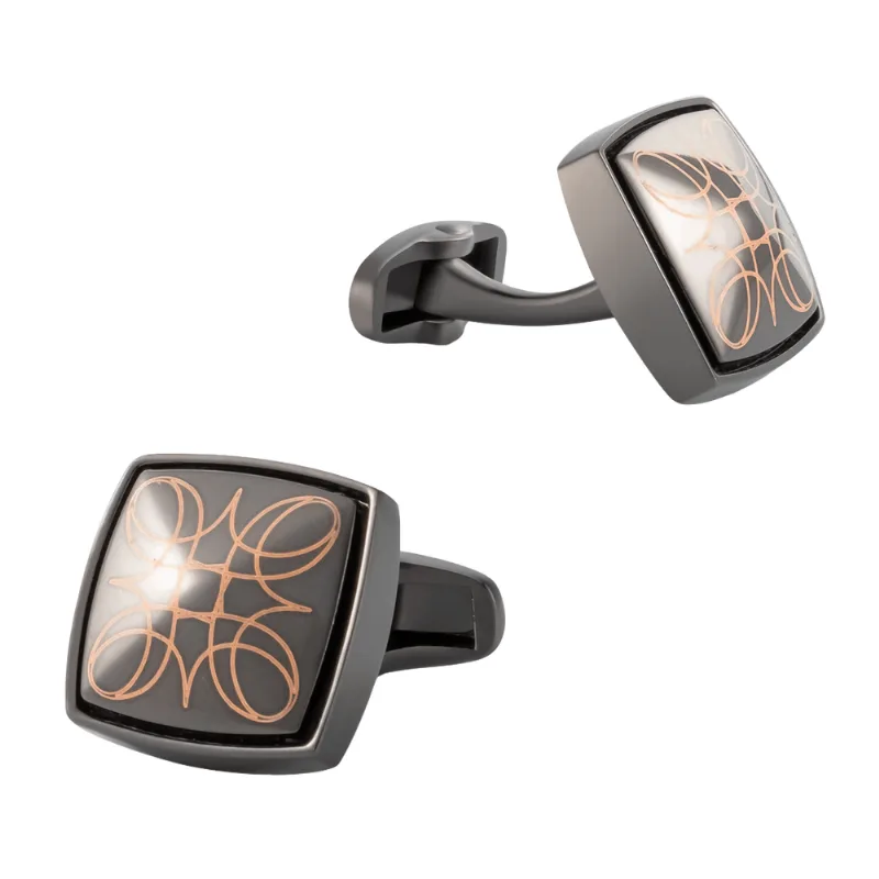 Cuff Links Quadrados Gravados A Laser Para Homens Em Liga Preta