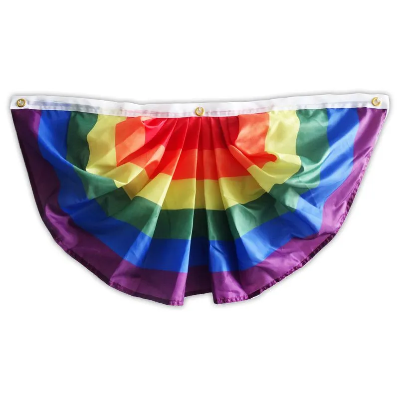 Bandeira De Ventilador Plissada Rainbow Pride, Bandeira De Poliéster De 45 X 90 Cm