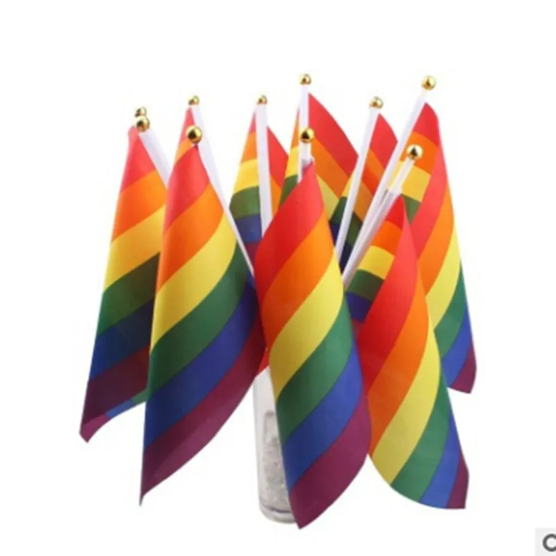 Conjunto De Bandeiras Portáteis Rainbow 14x21cm Poliéster - 10 Peças
