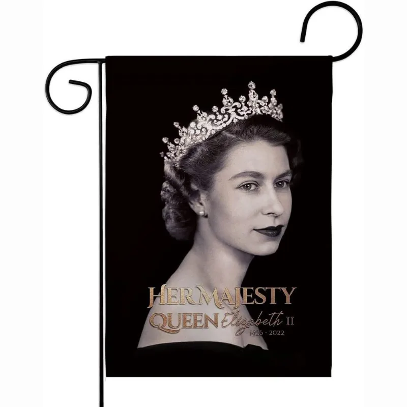 Bandeira De Jardim Memorial Da Rainha Elizabeth Ii 30x45cm Poliéster