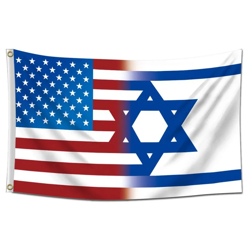 Bandeira De Israel E Eua 150x90cm - Tecido De Poliéster Premium