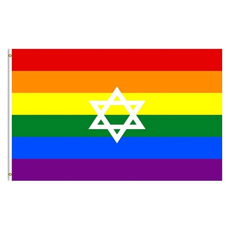 Bandeira Arco-íris Estrela De David 150x90cm Poliéster