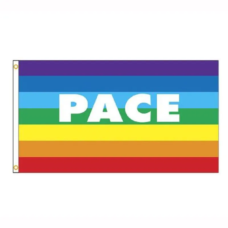 Bandeira Rainbow Peace Genérica 90x150cm Poliéster