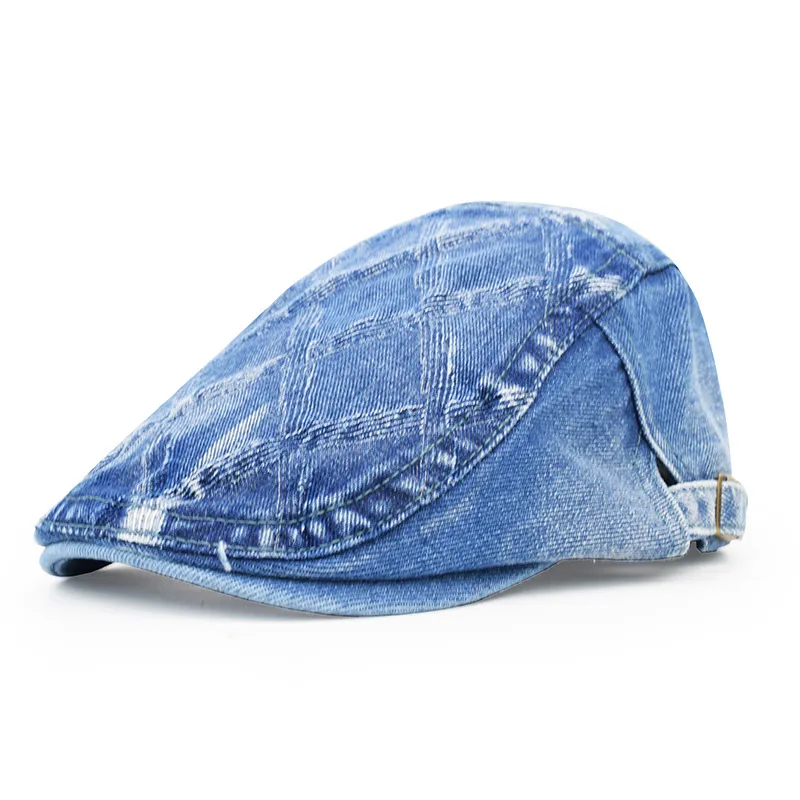 Jeans Lavado Com Tampa Plana Para Homens E Mulheres, Estilo Clássico De Gatsby