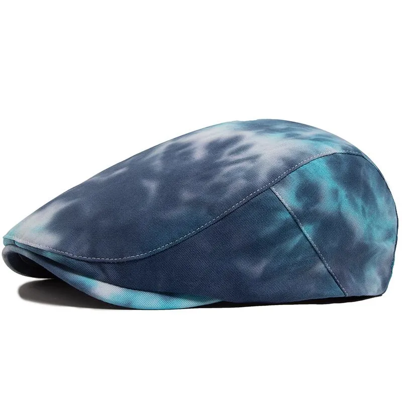 Chapéu Unissex Tie Dye Flat Cap Gatsby Newsboy De Algodão Vintage