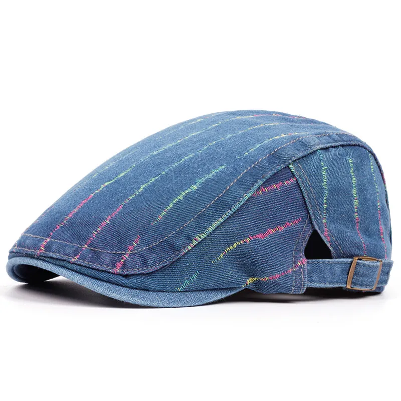 Chapéu Vintage Ivy Gatsby Listrado Com Boné Plano Para Homens E Mulheres