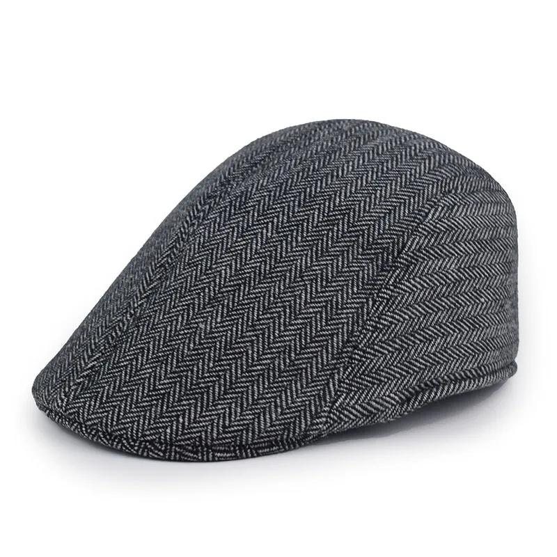 Mistura De Lã Em Espinha De Peixe Com Tampa Plana Para Homens Gatsby Newsboy Ivy Cab