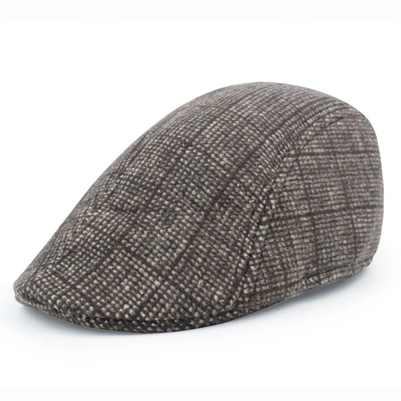 Poliéster Com Padrão Flat Cap Tweed Houndstooth Para Homens