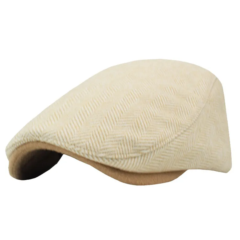 Chapéu Plano Wool Blend Herringbone Gatsby Newsboy Para Homens