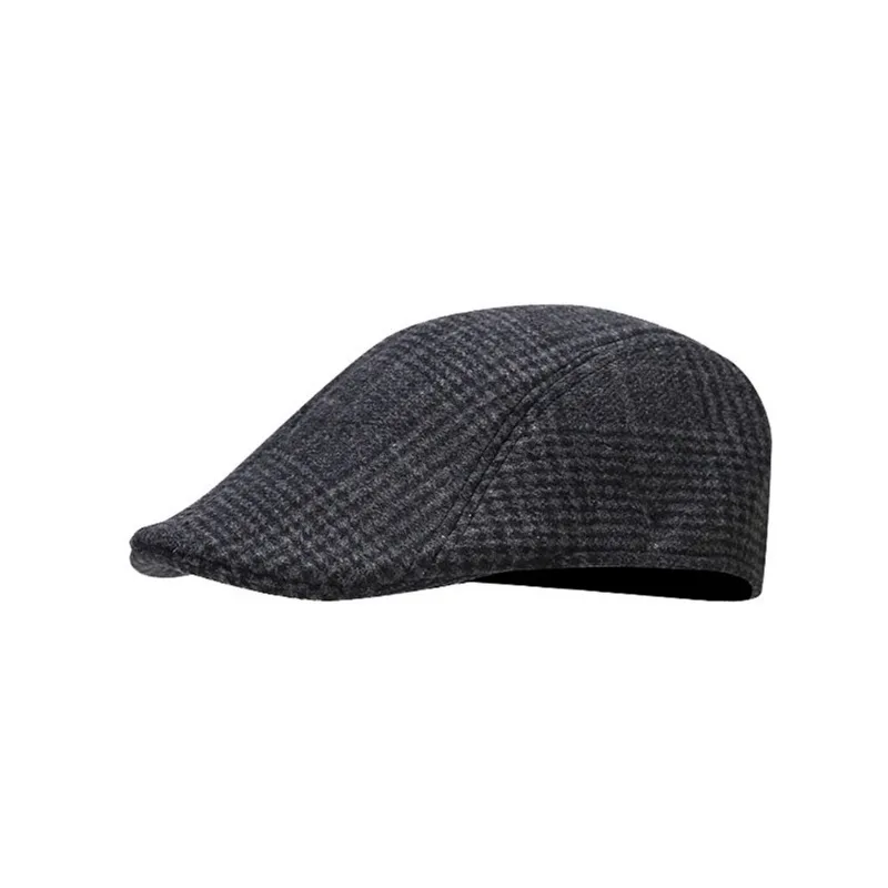 Boné Wool Blend Houndstooth Pattern Gatsby Newsboy Unissex