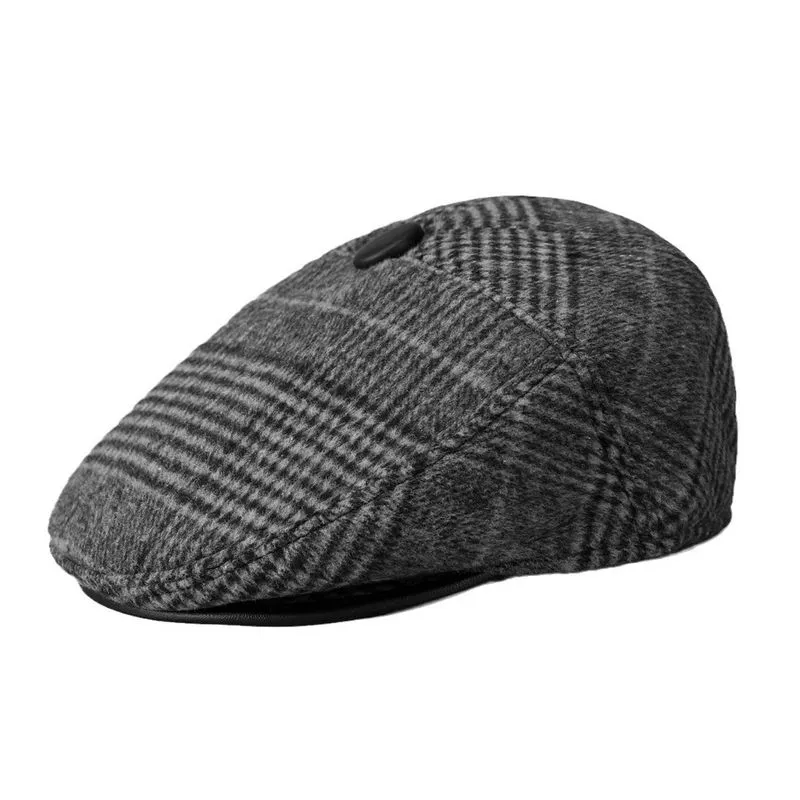 Chapéu Plano Gatsby Newsboy Houndstooth Wool Para Homens